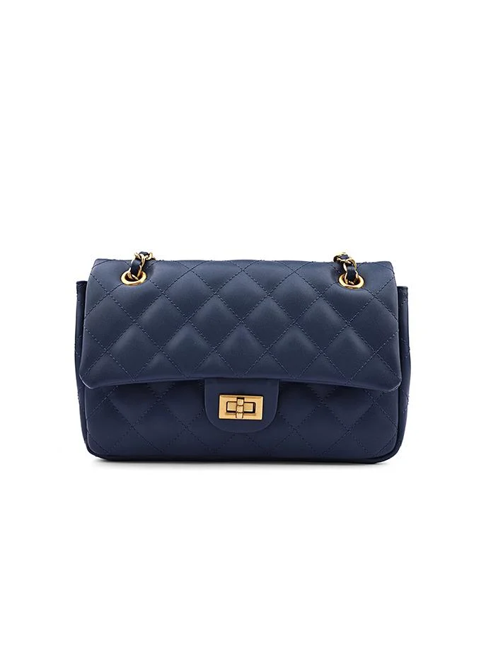 Cuple Women’s Quilted Shoulder Bag with Chain Strap and Turn-Lock Closure